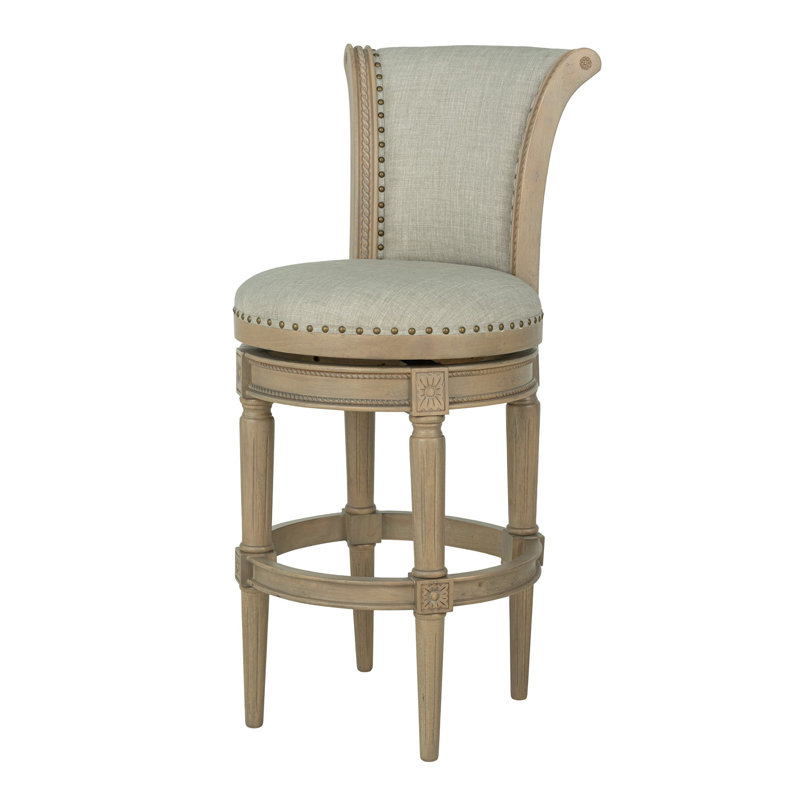  Tabouret tournant 31 "en chêne récupéré avec tissu gris cendré Runyan, 1, 45