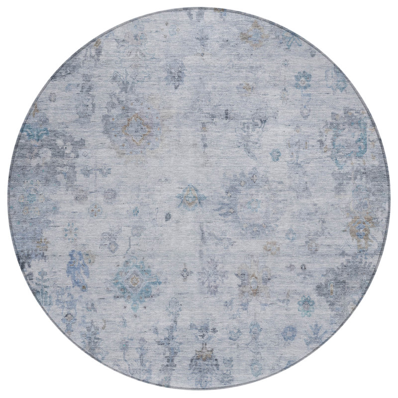 Machine Washable Indoor/Outdoor Matsumura ACN2301 Global Rug, Round 8'