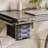 Silver Glass Top Drafting Table with Storage