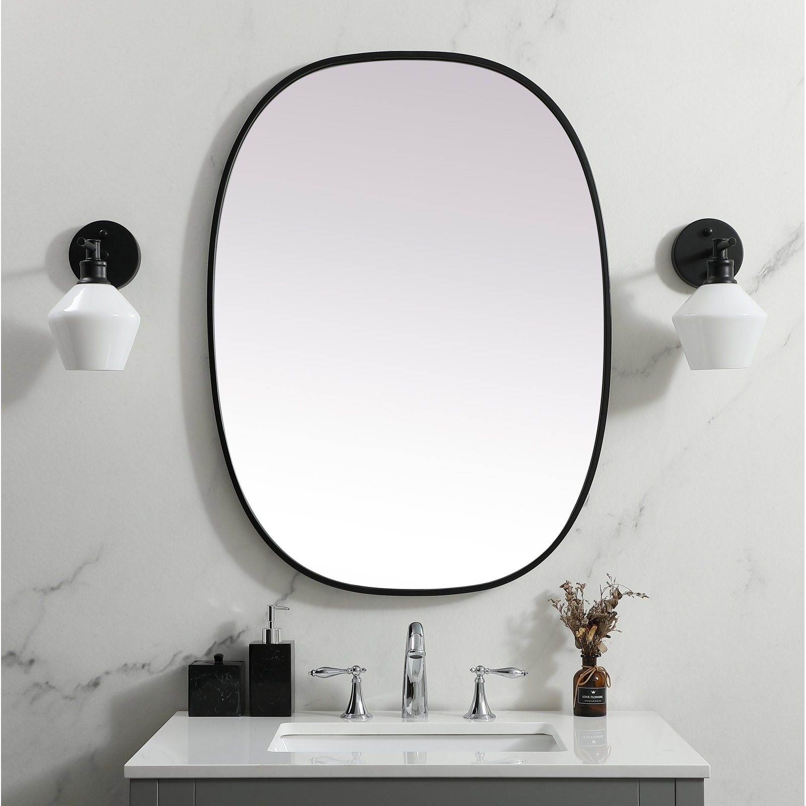 Sabine Accent Mirror, Black, 36" x 27"