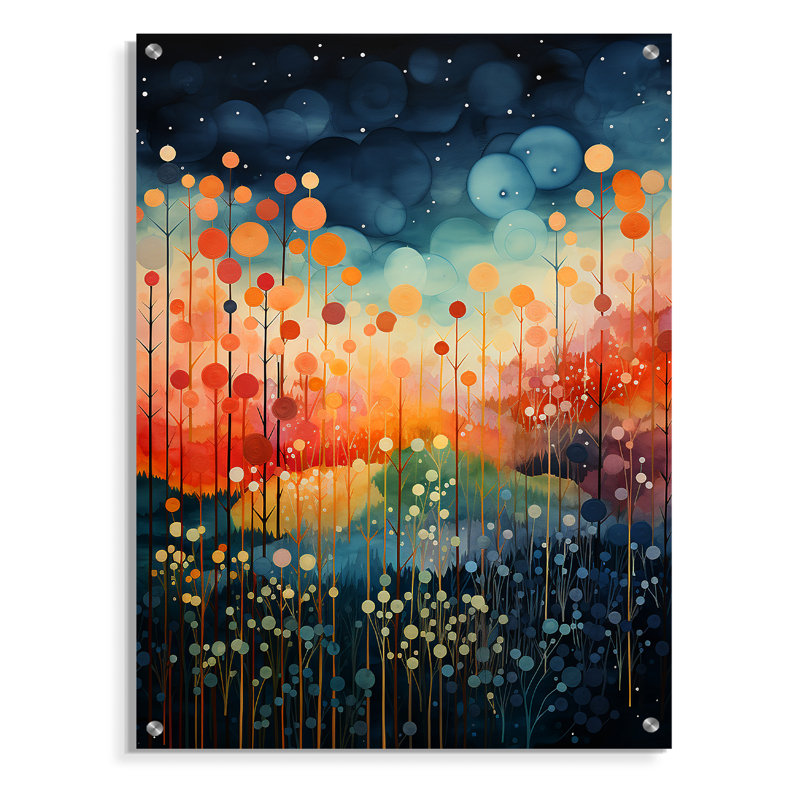Bleu bleu, milieu du siècle abstrait, paysages abstraits, art mural Mid-Century en acrylique, H 20 po x l 12 po