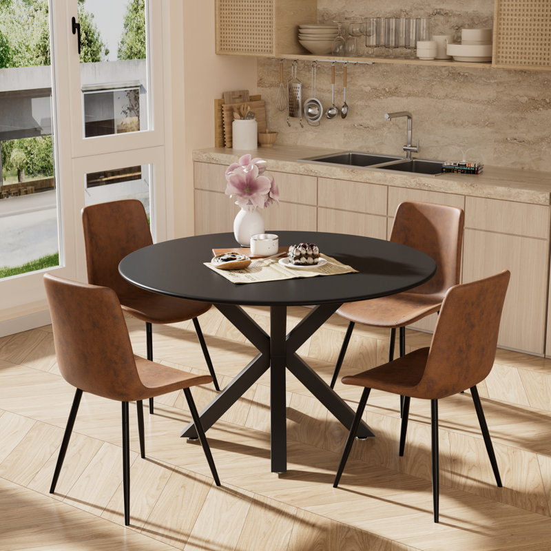 Ensemble de table de salle à manger 42,1 po pour 4 personnes, Black
