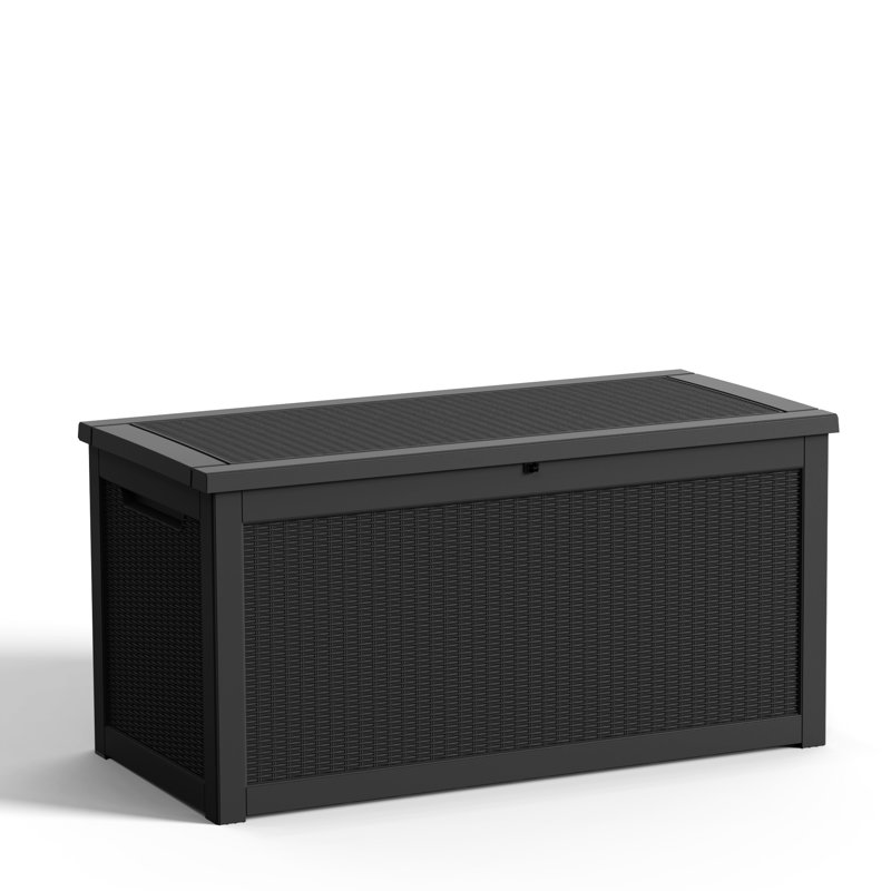 Boîte de rangement verrouillable pour terrasse MINDYES - Couvercle hydraulique, organisateur d'extérieur pour coussins de patio et outils de jardin