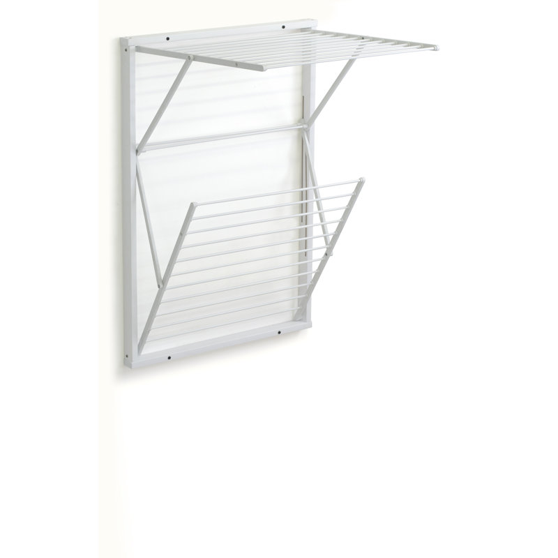 WALL CLOTHESLINE Wood Foldable Wall-Mounted Drying Rack, White