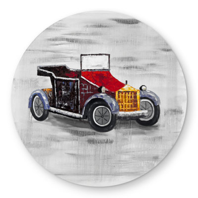 Vintage Car with Sunroof Round Rug | Outdoor Bedroom Decor