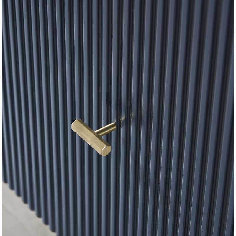 Meuble-lavabo mural moderne Jamell, Bleu très foncé, Noir