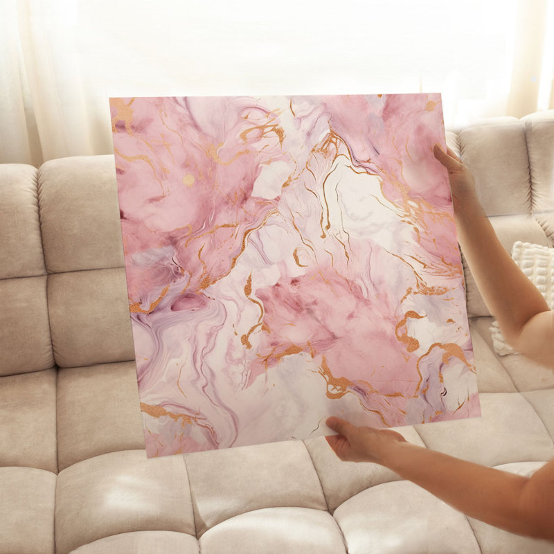 Abstrait, reproduction d'art moderne sans cadre, géode de marbre rose III, H 20 po x l 20 po