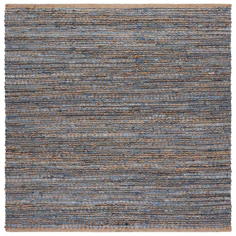 Tapis rayé en jute tissé à la main Doleman, Carré 6 pi