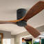 Ventilateur de plafond d'intérieur en bois 52 pouces avec 3 pales en bois massif, télécommande, moteur à courant continu réversible sans lumière