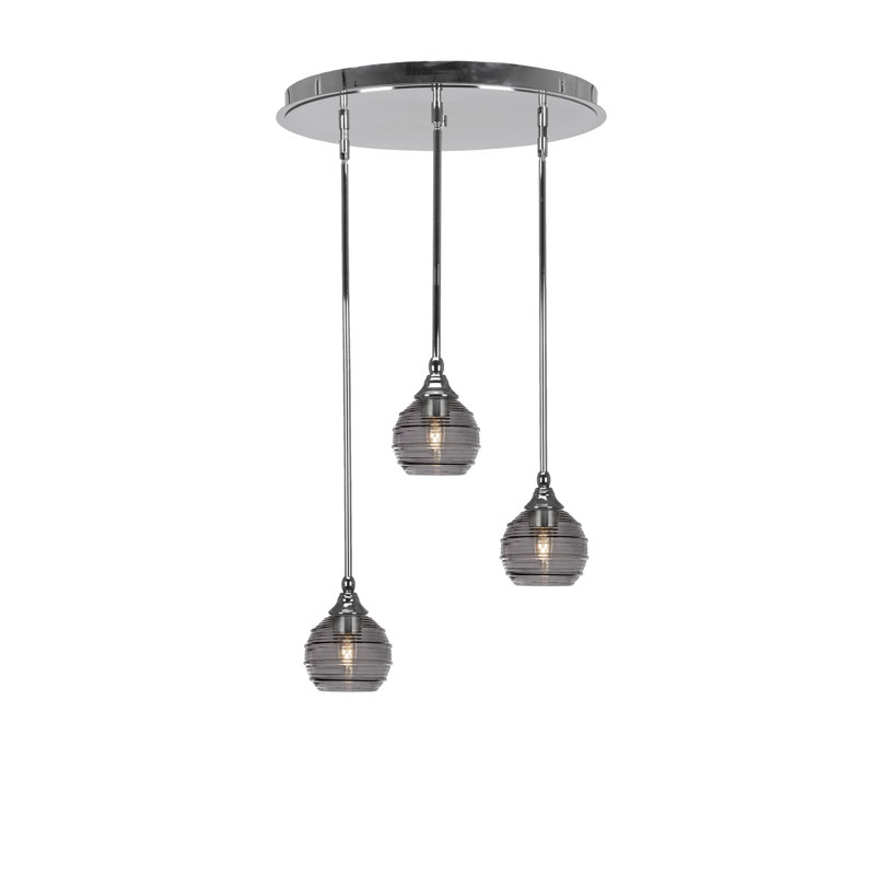 Luminaire suspendu grappe suspendu 3 lumières Empire, Chrome chrome