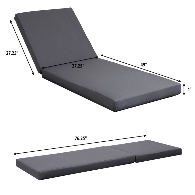Style gris foncé - Coussin de chaise longue - Attaches auto-agrippantes en mousse 27,75 po x 77,12 P 4,07H