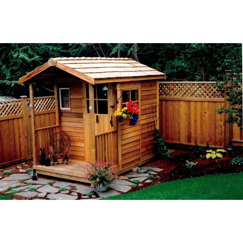 Western Red Cedar Wood Garden Shed with Sliding Door and Windows