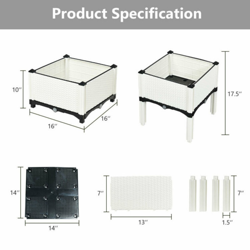 Set Of 4 Elevated Flower Vegetable Grow Planter Box