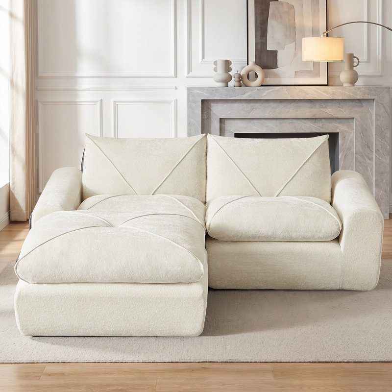 Canapés modulaires Boneless, Chenille beige, 30" H x 85" W x 71" D