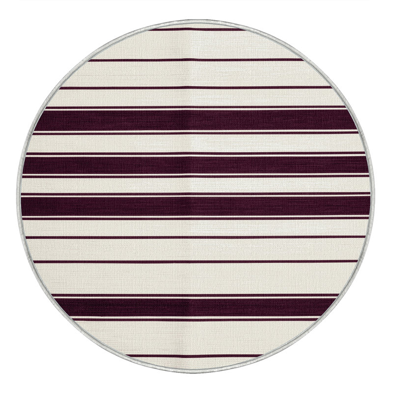Tapis beige à rayures horizontales lavable à la machine, Rectangle 6 pi x 9 pi