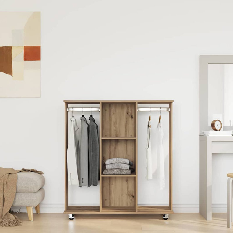 Wardrobe With Shelf 102 X 38 X 110 Cm Engineered Wood, Natural