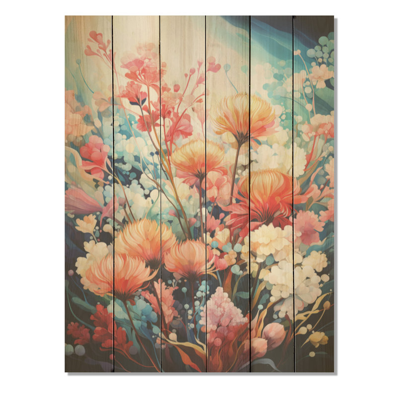 «Coral Reef Barrier Gracefulness» - art mural bois de corail sous l'eau sur bois de pin naturel, H 20 po x l 10 po