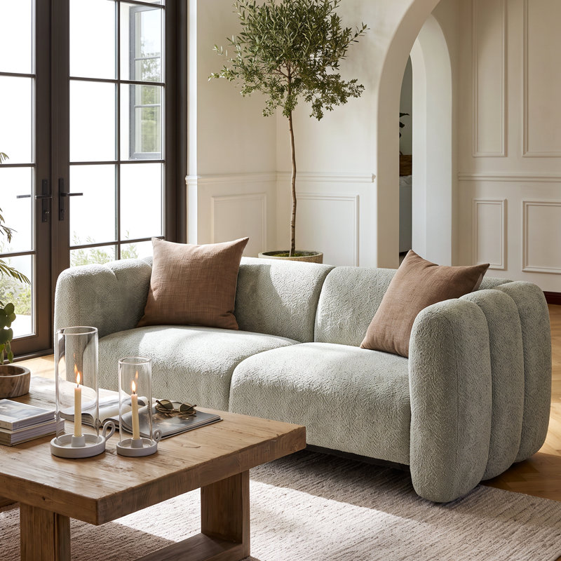 Keanu Boucle Upholstered 3-Seater Sofa, Light Green