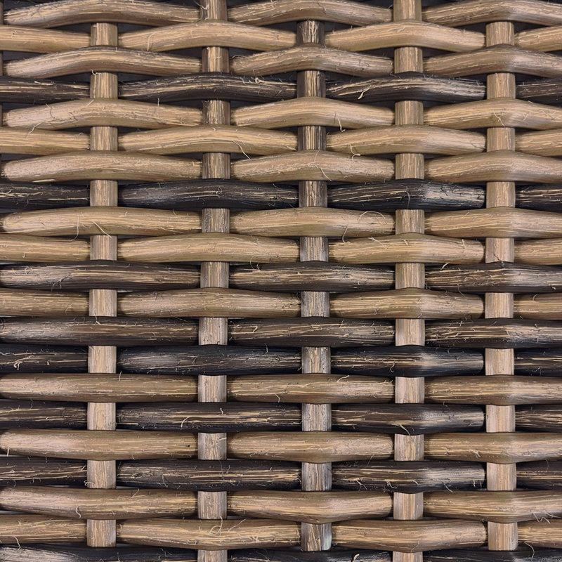 Wood + Wicker Chaise Lounge, Brown Cushion/Teak Frame