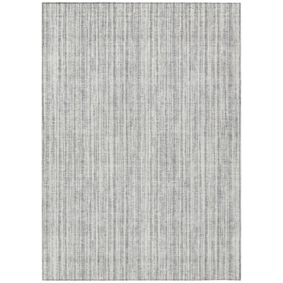 Tapis intérieur lavable rayé gris et argent 9 pi x 12 pi