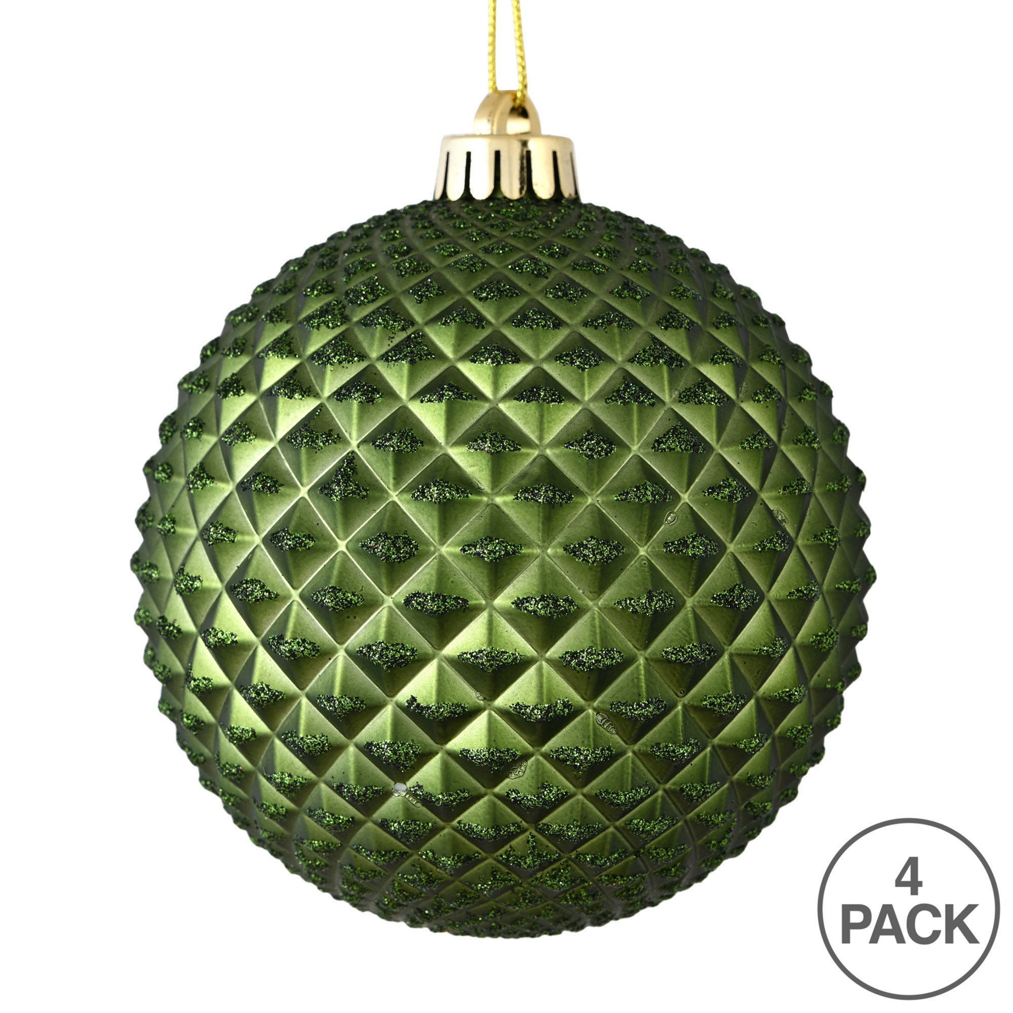 Durian Glitter Ball Ornament, Moss Green