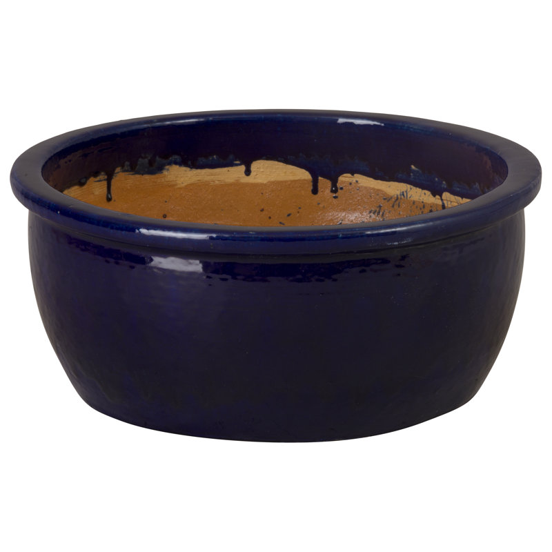 Kaori Handmade Ceramic Pot Planter, Navy Blue, 10" H x 22" W x 22" D