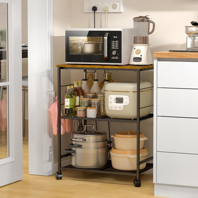 3-tier Rolling Microwave Cart With Storage