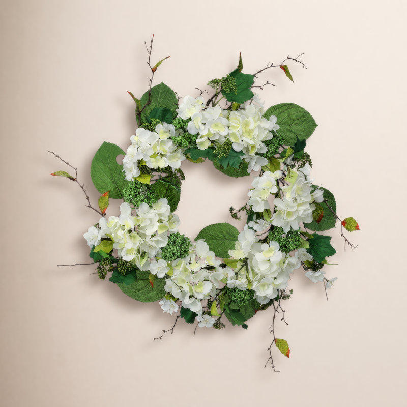 Couronne d'hortensia de jardin 24 po, Blanc