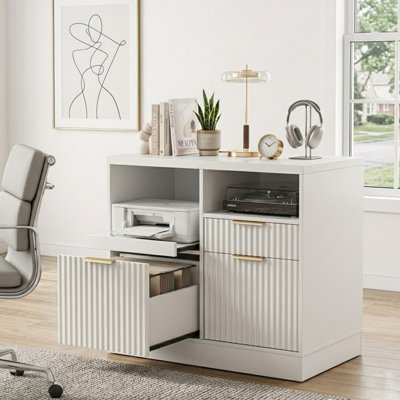 32”  2 Drawer Lateral Filing Cabinet , Charging Station & Storage For Home Office