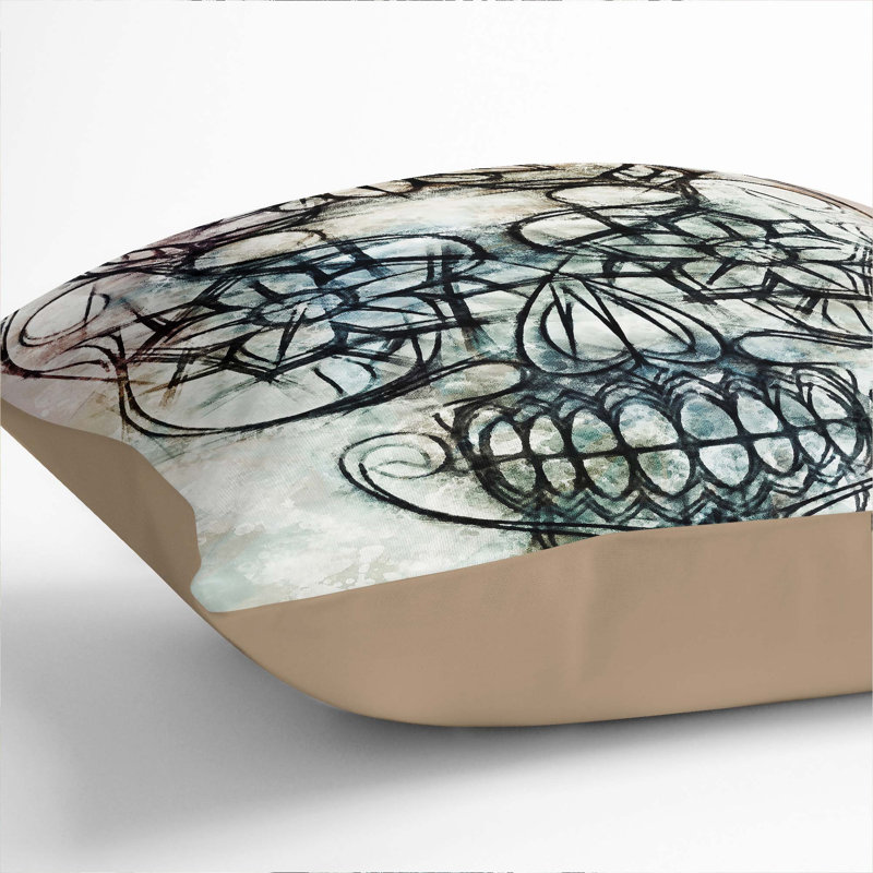 Geometric Square Cushion, 40cm H x 40cm W x 15cm D, Stone