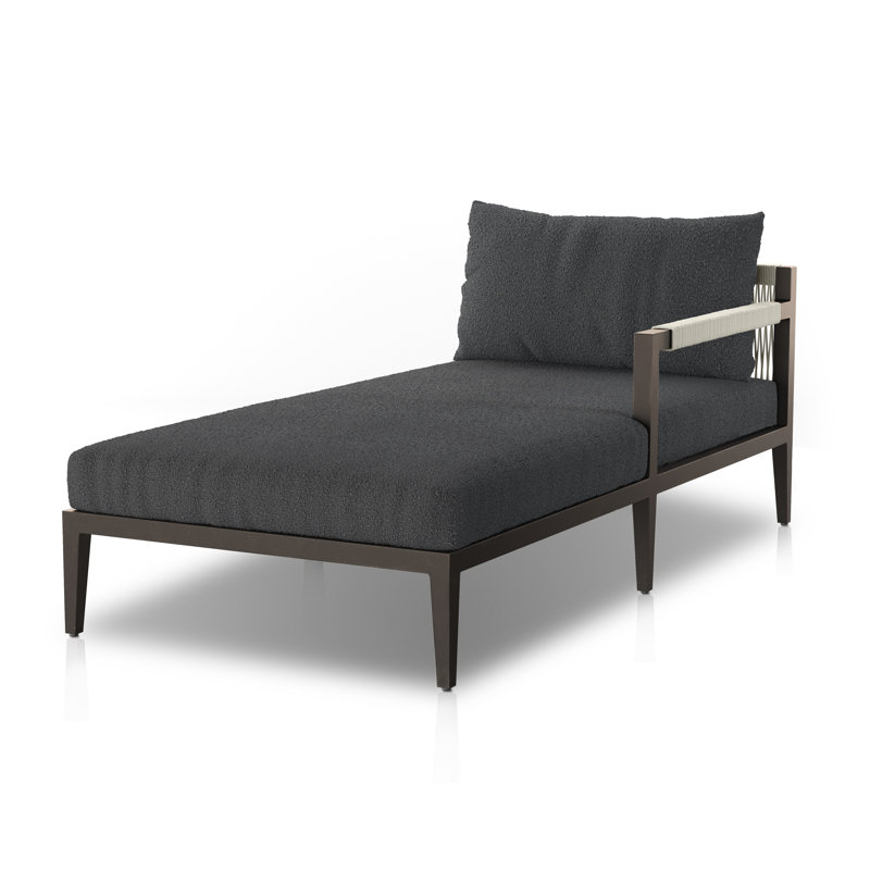 Sherwood Outdoor Chaise Lounge, Fiqa Slate Boucle, Weathered Gray/Dark Gray