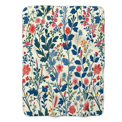 English Cottage Garden - Couverture sherpa de qualité supérieure 1 pièce