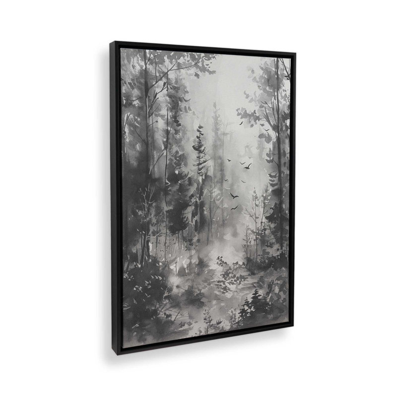 «Forest Enclave», impression sur toile dans un cadre noir, 18 po x 12 po, Cadre noir satiné