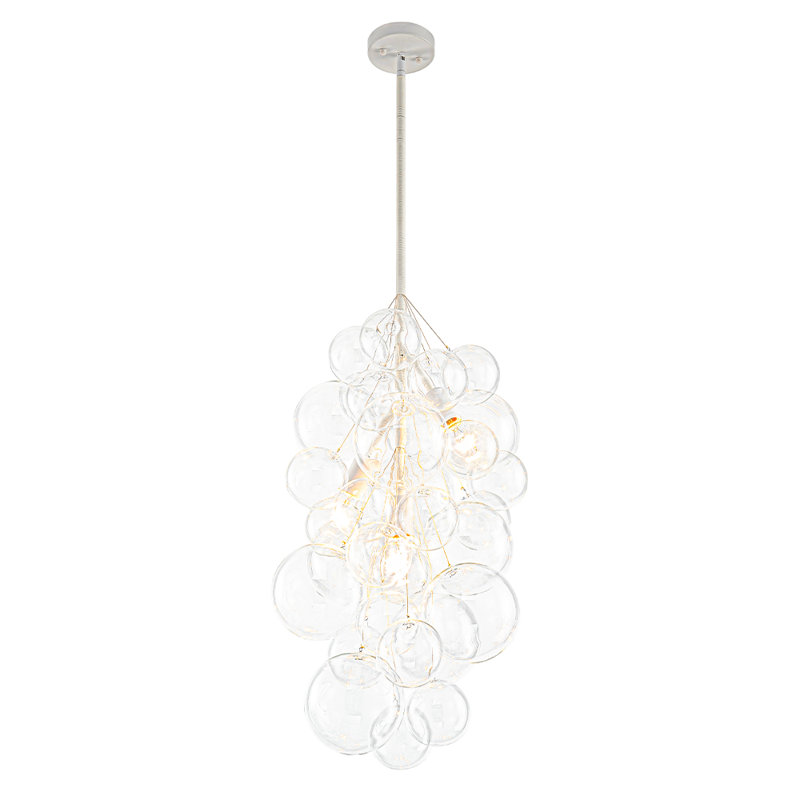Lelaina 3 - Light Cluster Bubble Glass Chandelier, White, Clear