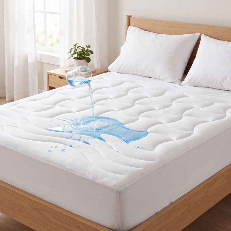 Bedsure Quilted Fitted Waterproof Mattress Pad Topper, White, Twin XL
