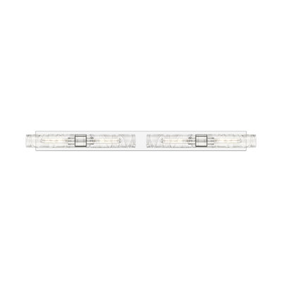 Éclairage pour meuble-lavabo 4 lumières 51 po Ballston - Maliyah - Finition laiton brossé - Abat-jour blanc rayé