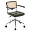 Ayris Mid-Century Modern Faux Leather Adjustable Swivel Office Chair with Hand Woven Rattan Back and Chrome Casters Base-298836302