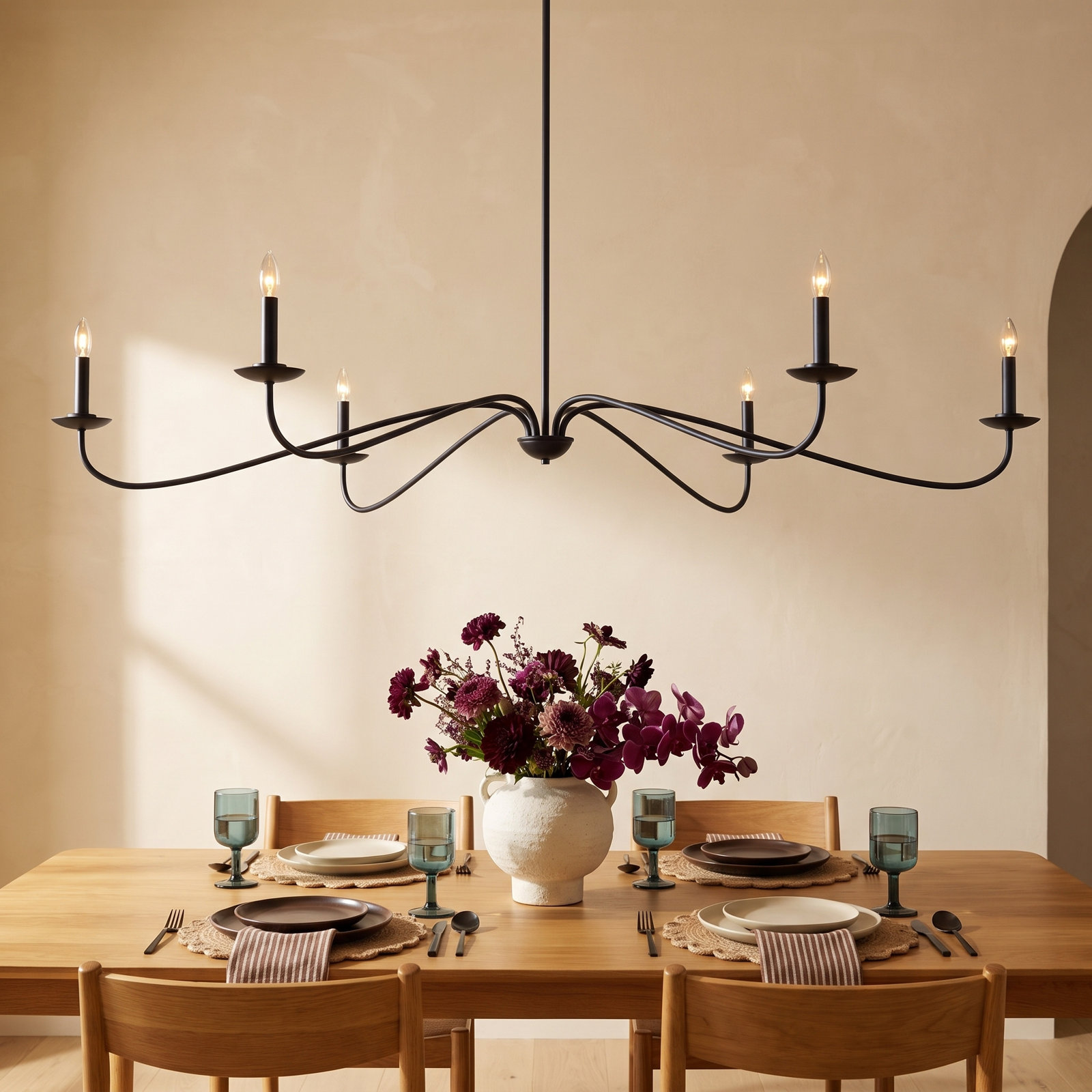 Zoyla 6 - Light Dimmable Chandelier, Matte Black