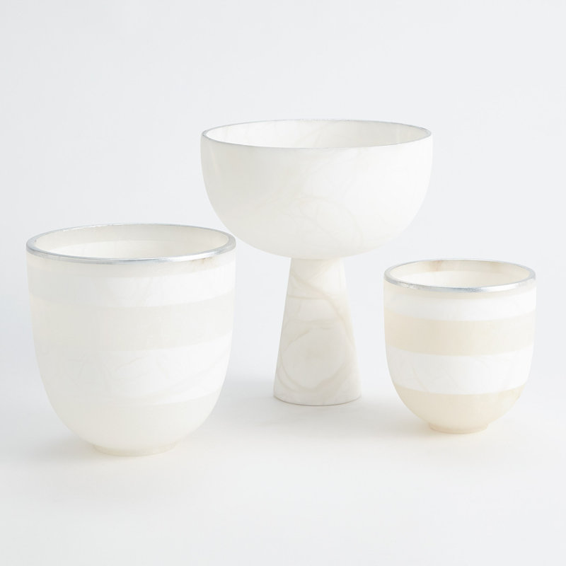 Footed Alabaster Bowl w/Silver