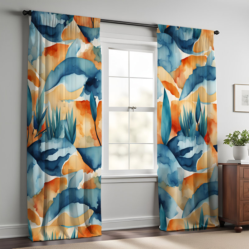 Paire de rideaux semi-transparents en polyester Duha, L 56 po x L 78 po