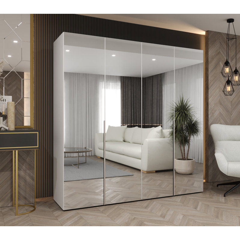 Manufactured Wood Wardrobe, white matt + handles: cashmere