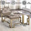 Beige Fabric & Champagne Finish Cocktail Ottoman
