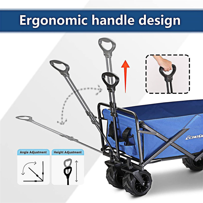 Outdoor Folding Camping Wagons Grocery Portable Utility Cart, Blue, 0.85' H x 2.63' W x 1.51' D