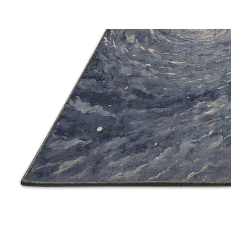 Tapis gris soyeux et moelleux, Rond 3 pi
