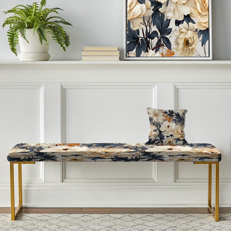Banc rembourré or, Ethereal Blooms