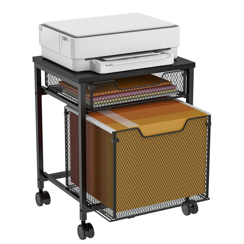 Black Mobile Legal Size 2-Drawer Rolling File Cabinet