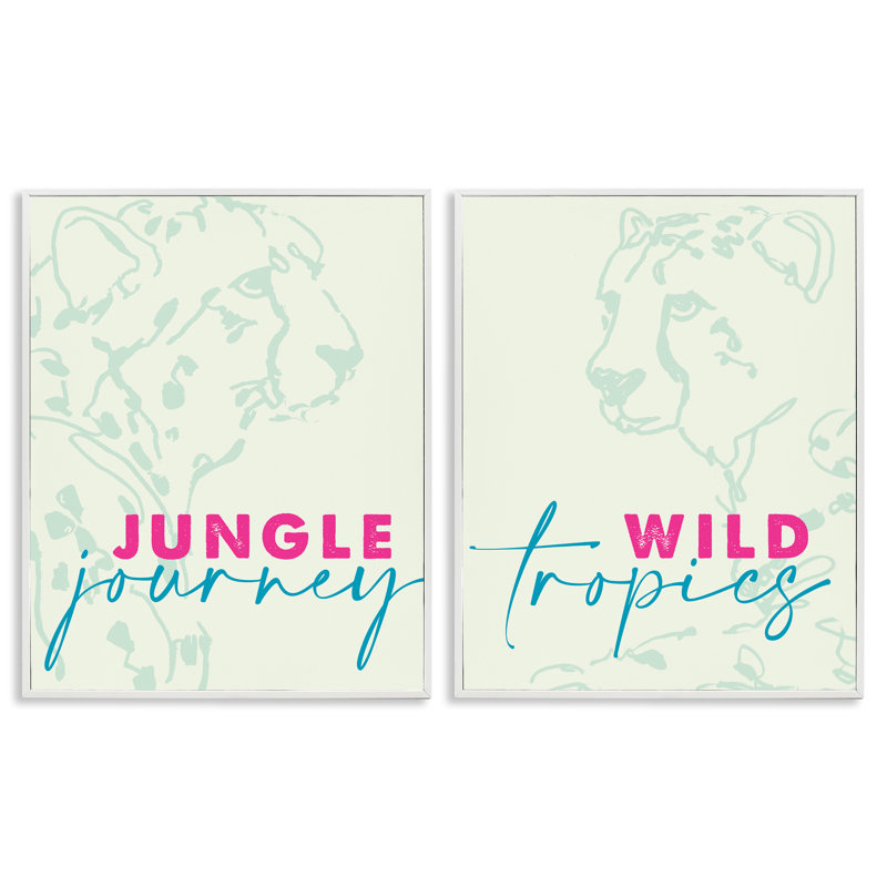 Ensemble de giclées encadrées par 2 guépards de la faune, design par Lanie Loreth, H 20 po x l 16 po
