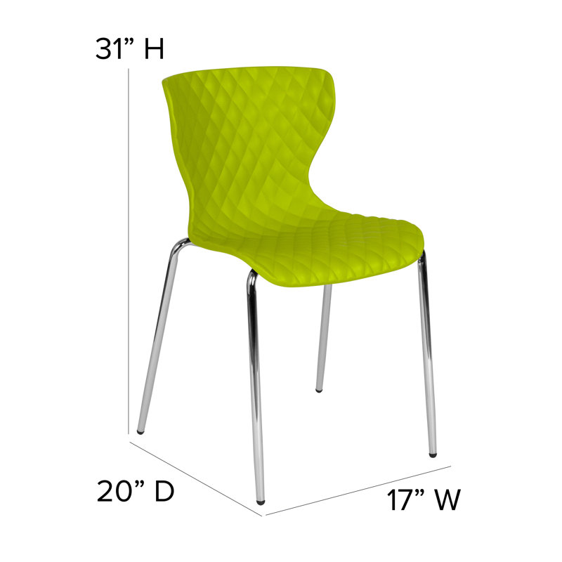 Citrus Green Plastic Stacking Chairs with Metal Legs, Set of 4