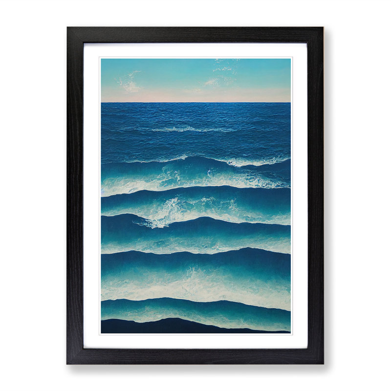 Seascape Conceptual Art - Single Picture Frame Painting, 64cm H x 46cm W x 2cm D, Black