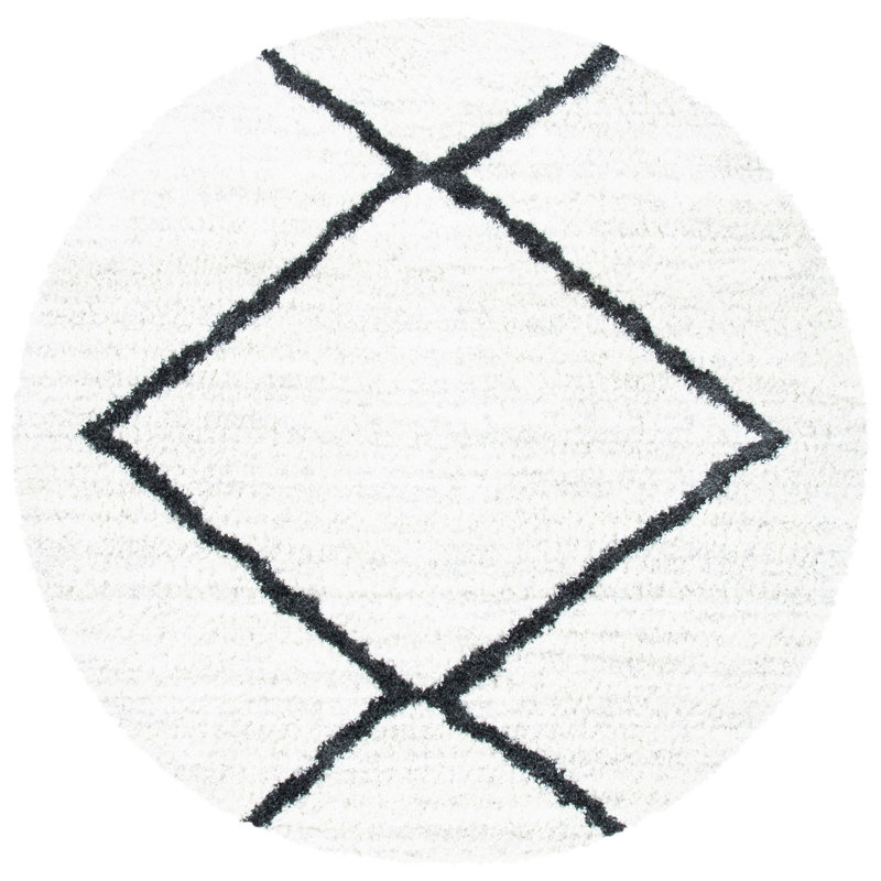Poulos Shag 500 Performance Geometric Rug, Round 6'7"